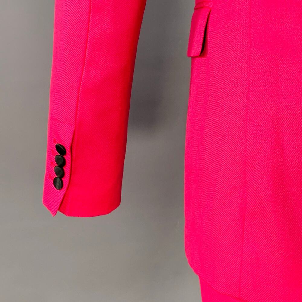 AMI by ALEXANDRE MATTIUSSI Size 36 Fuchsia Pink Black Wool Peak Lapel Suit - Picture 7 of 15